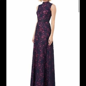 KAY UNGER Women's Pink/Blue Floral Lace Size  10